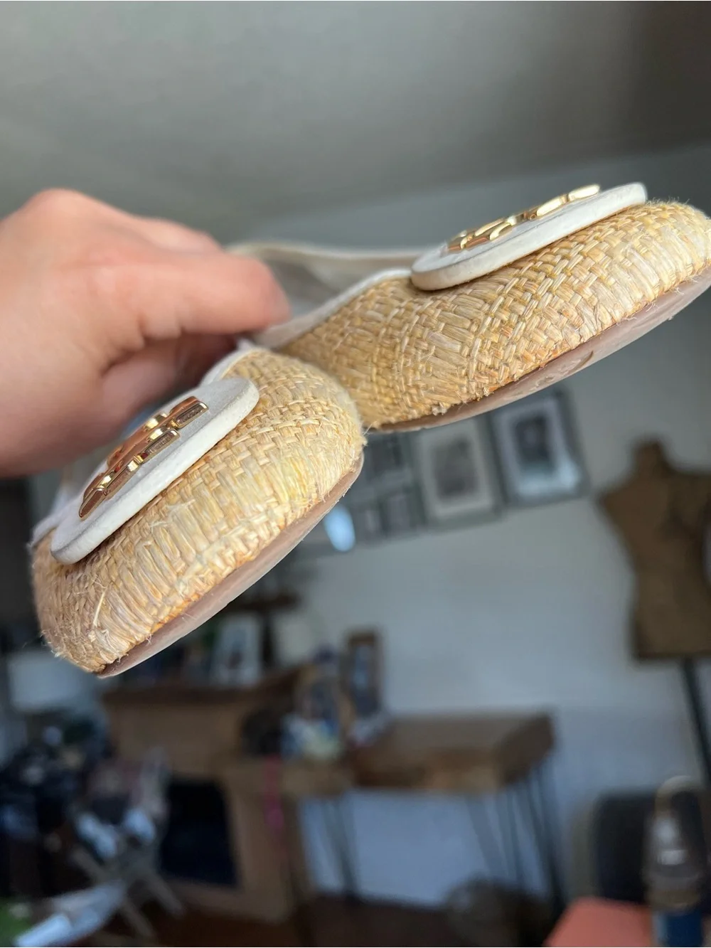 Tory Burch Reva Raffia Straw Ballet Flat Size 7M